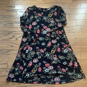 LOFT Black Floral Dress